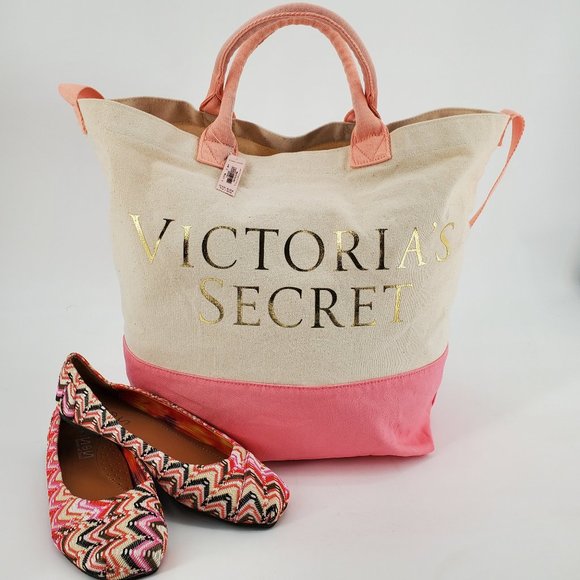 Victoria's Secret Handbags - Victoria's Secret Canvas Beach Bag Tote NWT